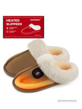 Heated Slippers Rechargeable Winter Foot Warmers Plush Memory Foam